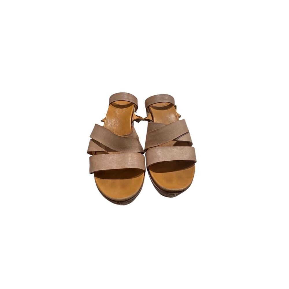 Kork-Ease Women’s Size 10M Taupe Leather Platform Wedge Sandals Ankle Strap